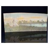 Antique Hand-Colored Photo: Elsa Edwards Crow Indian Camp, Little Bighorn River, 1915 Sunset