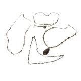 Vintage Native American Southwest Sterling Silver & Stone Necklaces (4)