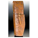 Vintage Tooled Leather Rifle Case - Hecho En Mexico Western Scroll Motif