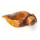 Hand Carved Wood Sea Turtle Sculpture, Folk Art, Marine Decor, 19.72"