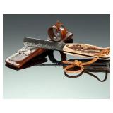 Custom Handmade Knife w/ Antler Handle & AJ Harrover Leather Sheath