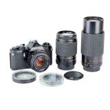 Pentax ME 35mm SLR Film Camera Body w/ 3 Lenses: 50mm, 80-200mm, 135mm