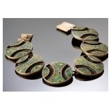 Vintage Mexican Silver & Stone Inlay Bracelet - FCS Plata 925 Modernist