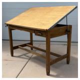 Vintage 1940s Hamilton-Economy J250 Drafting Table - Adjustable Wood & Steel