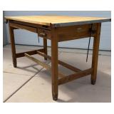 Vintage 1940s Hamilton-Economy J250 Drafting Table - Adjustable Wood & Steel