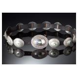 Vintage Navajo Swan Taos Silver & Turquoise Concho Belt, Native American