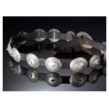Vintage Navajo Swan Taos Silver & Turquoise Concho Belt, Native American