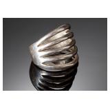 Rare White Hogan George Kee Navajo Modernist Sterling Silver Ring Size 8