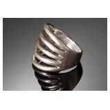 Rare White Hogan George Kee Navajo Modernist Sterling Silver Ring Size 8