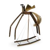 Gabriel Gabe Lonscar Folk Art Rocking Horse Sculpture: The Broomstick Steed