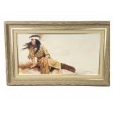 Maher Morcos Original Oil Painting Native American Woman Portrait 1986