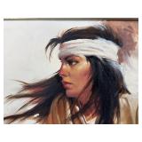 Maher Morcos Original Oil Painting Native American Woman Portrait 1986
