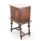 Antique Jacobean Style Strongbox Cabinet with Metal Interior, Early Hand-Crafted