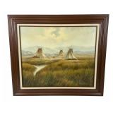 Hank Woodahl Original Oil Painting, Native American Teepees, Western Landscape