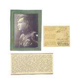 WWI World War Birds Internationale Certificate & Photo Grouping Aviator Louis Carruthers