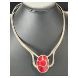 Vintage Mexican Modern 950 Sterling Silver Hinged Collar Necklace, 79.18g