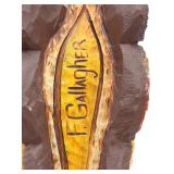 Frank Gallagher Signed Cigar Store Indian Wood Carving American Folk Art Statue