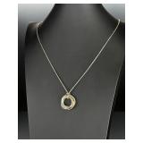 David Yurman 14K Gold 925 Sterling Silver Crossover Multi-Ring Pendant Necklace