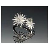 David Yurman Starburst Bypass Ring, Sterling Silver Pave Diamond, Size 8.25