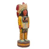 Frank Gallagher Signed Hand-Carved Wood Cigar Store Indian Folk Art Statue