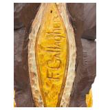 Frank Gallagher Signed Hand-Carved Wood Cigar Store Indian Folk Art Statue