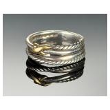 David Yurman X Crossover Ring, 18K Gold & Sterling Silver Band, 6mm