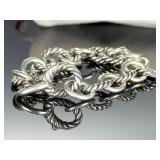 David Yurman Sterling Silver Cable & Smooth Oval Link Bracelet 7in