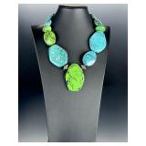 Amy Kahn Russell Sterling Silver Chunky Blue & Green Turquoise Necklace 293g