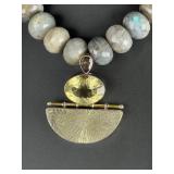 Sajen Sterling Silver Labradorite Pyrite Sun Lemon Quartz Bohemian Necklace