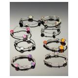 8pc Artisan Studio Sterling Silver & Lampwork Art Glass Bracelet Lot 241g