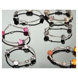 8pc Artisan Studio Sterling Silver & Lampwork Art Glass Bracelet Lot 241g