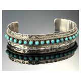 Zuni Snake Eye Turquoise Sterling Silver Cuff Bracelet Jason & Pearl Ukestine