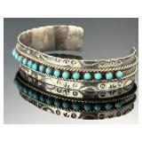 Zuni Snake Eye Turquoise Sterling Silver Cuff Bracelet Jason & Pearl Ukestine