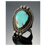 Vintage Navajo Royston Turquoise Sterling Silver Statement Ring - Size 9.5