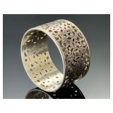 Heavy Sterling Silver Filigree Cuff Bangle Bracelet 83.8g Openwork Scroll