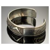 Navajo J. Begay Signed Tufa Cast Sterling Silver Cuff Bracelet