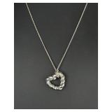 David Yurman Sterling Silver Cable Heart Pendant Necklace 24" Double Box Chain