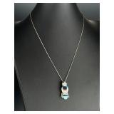 Zuni Joyce Wasete Sterling Silver Inlay Corn Maiden Pendant Brooch Necklace