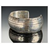 Vintage Native American Sterling Silver Hand Stamped Cuff Bracelet Signed LNM