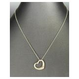 Tiffany & Co Elsa Peretti Open Heart Pendant Necklace 925 Sterling Silver Spain