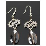 Stephen Dweck Sterling Silver Smoky Quartz & Pearl Dangle Earrings