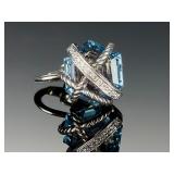 David Yurman Cable Wrap Blue Topaz Sterling Silver Clip-On Earrings