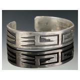 Hopi Vintage Silver Overlay Cuff Bracelet Native American Jewelry