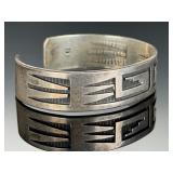 Hopi Vintage Silver Overlay Cuff Bracelet Native American Jewelry