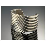Vintage Mexican Sterling Silver Wave Cuff Bracelet Taxco TD-31 82g