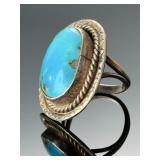 Vintage Navajo Sterling Silver Sleeping Beauty Turquoise Ring - Size 6