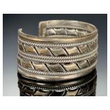 Vintage Mexican Sterling Silver Cuff Bracelet, Taxco Style, TE-51 Mark