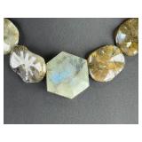Sterling Silver Labradorite & Peacock Pearl Artisan Toggle Necklace 18" 95g
