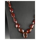 Vintage Cherry Baltic Amber Chunky Freeform Nugget Statement Necklace - 30"