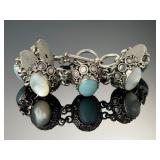 Suarti BA Bali Sterling Silver Blue Chalcedony & Mother of Pearl Bracelet 925